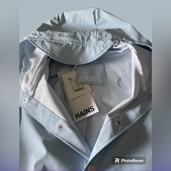 Rain Jacket by RAINS Sz L Light Blue NWT - Picture 3 of 10